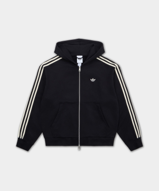 ADIDAS KC9315 フードジップアップ - ブラック・クリームホワイト 画像 1