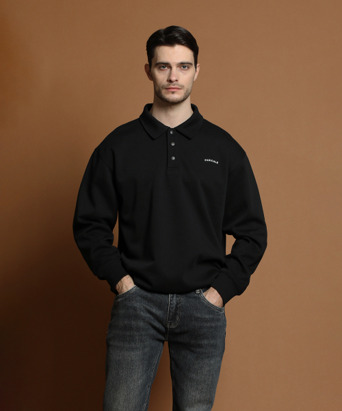 Черное поло regular fit на каждый день