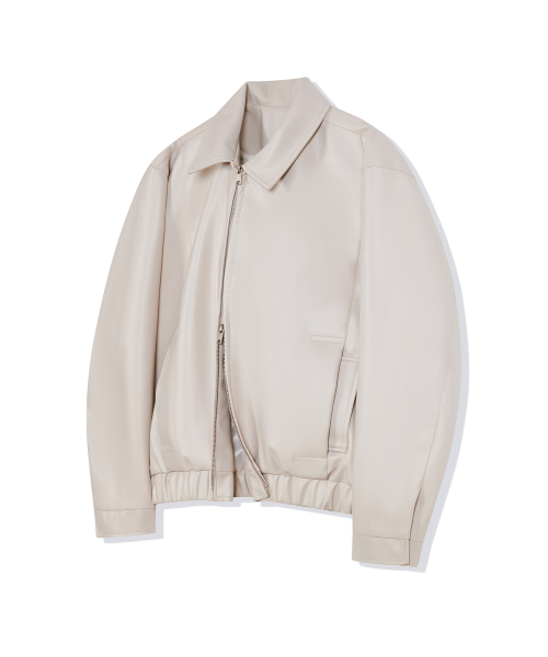 Кожаная куртка с карманами 86-IRO347 Ivory