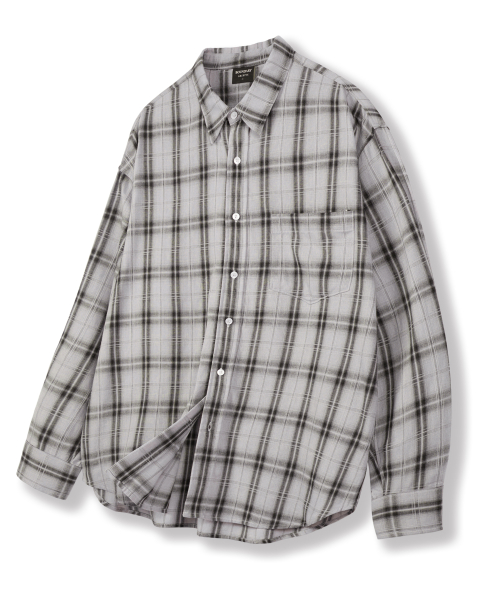 Пигментная биовощёная оверфит рубашка в клетку [Washed White]