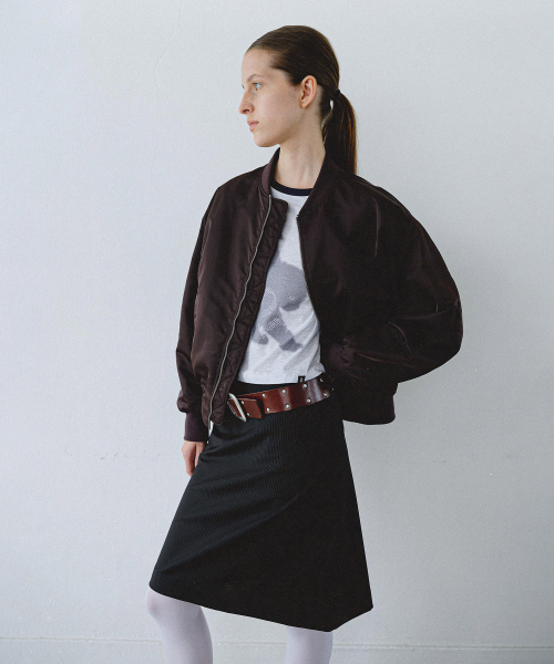 SHIRRING BOMBER JUMPER - WINE