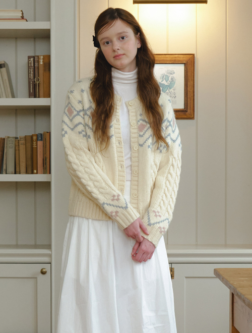 Rustic mood twist шерсть кардиган - ivory