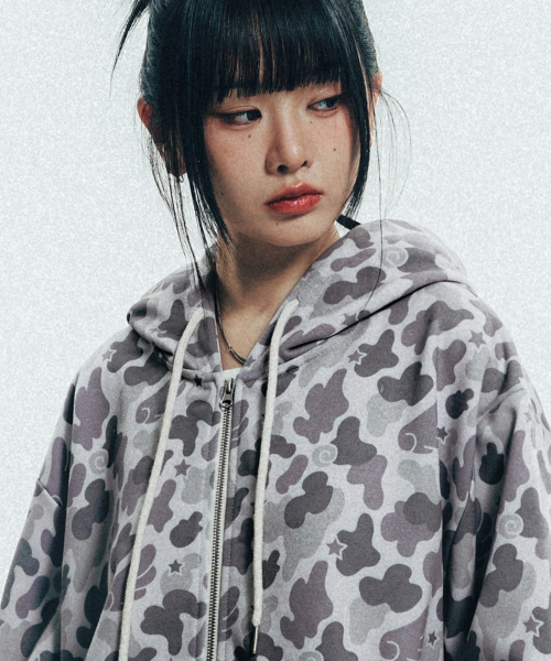 Худи на молнии Angel Camo Charcoal