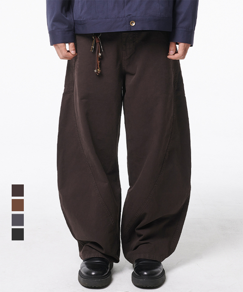 Широкие хлопковые брюки с изогнутыми швами (4 COLORS)
