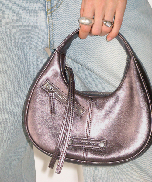 Mini Pebble Bag, PURPLE METAL
