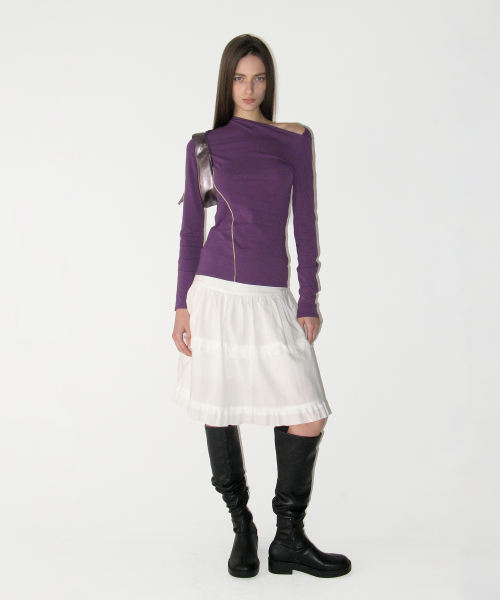 Frill Midi Skirt, WHITE