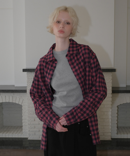 C OVER-FIT CHECK SHIRT_PINK