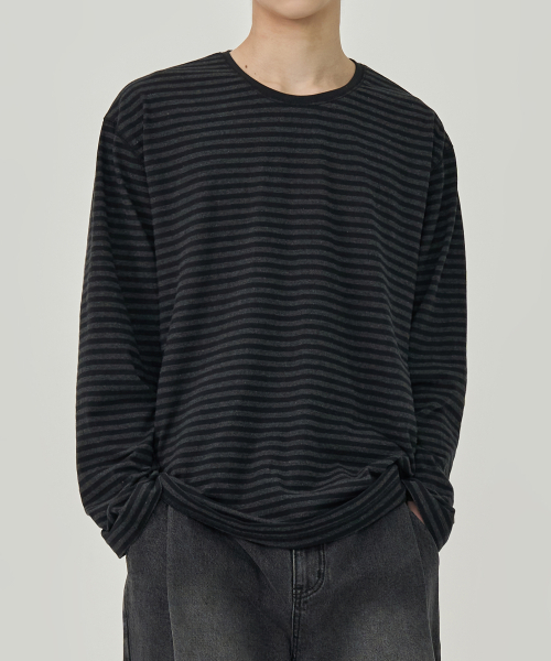 FADED STRIPE LONG SLEEVE (BLACK)