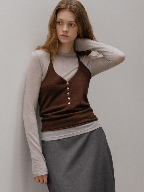 Halter neck knit vest FRFA01NT02_Brown