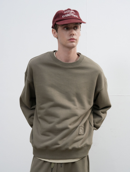 Унисекс свитшот с логотипом хлопковый KHAKI / SBE3U51003