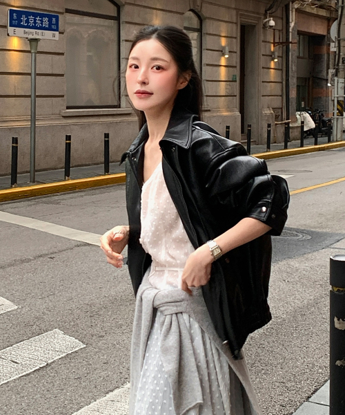 키튼 비건 레더 자켓_블랙 / KITTEN VEGAN LEATHER JACKET_BLACK