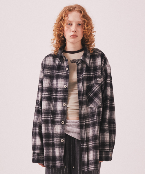 MNS Classic Check Oversized Shirt Jacket_Black