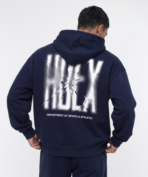 크랙 프린티드 후디 (Navy)