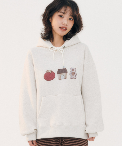 Худи Tomato Bear с вышивкой аппликацией AHP1213 (Oatmeal)