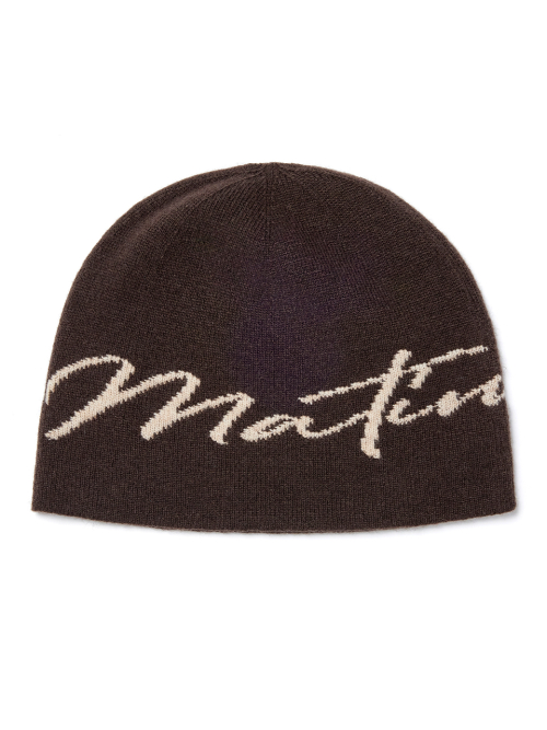 MATIN LOGO SCRIPT BEANIE IN BROWN