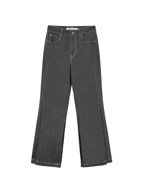 SIDE PINTUCK POINT PANTS IN CHARCOAL