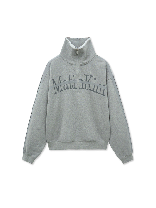 CUT OUT HALF ZIP SWEATSHIRT FOR WOMEN IN GREY