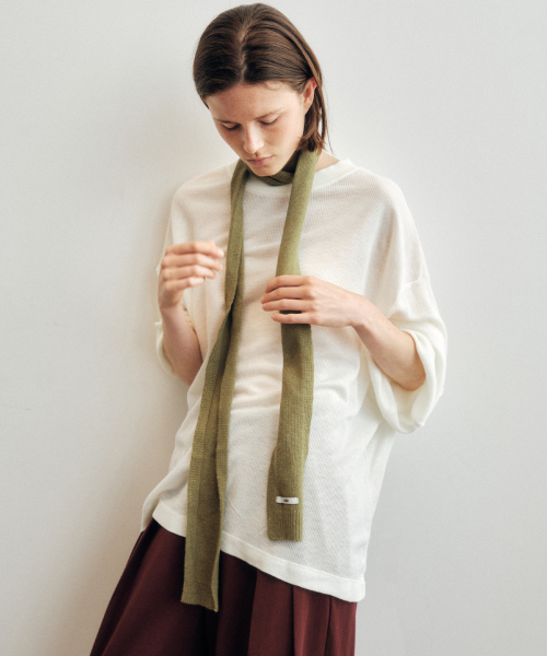 Wool Blended Knit Tie Muffler_CTA935(Olive)