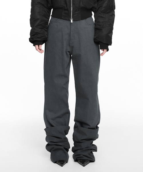 REVERSE COTTON PANTS CHARCOAL