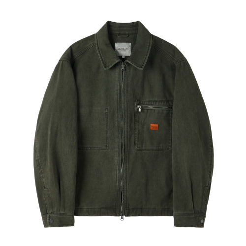 DENIM ZIP-UP JACKET - KHAKI (P253MJK461)
