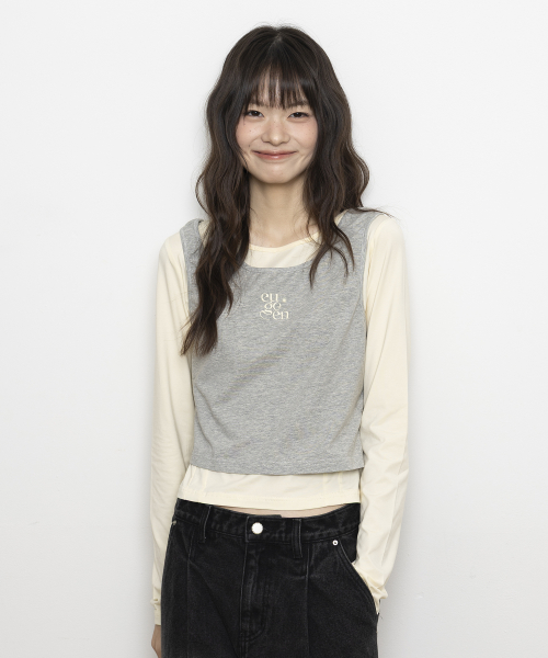 Лонгслив Jersey Top Layering_Cream Butter & Melange