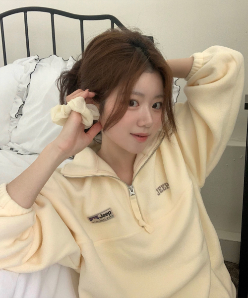 에센셜 스몰로고 하프집업 플리스 (JR5TSF192IV)