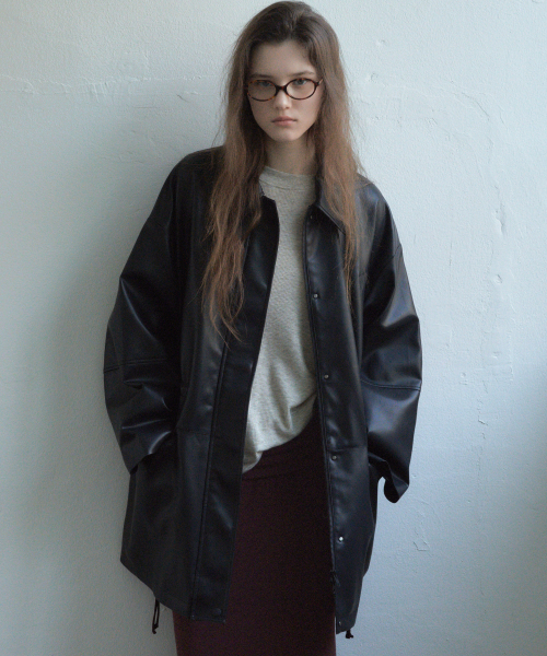 Essential Leather Pocket Half Jacket_CTO141(Black)