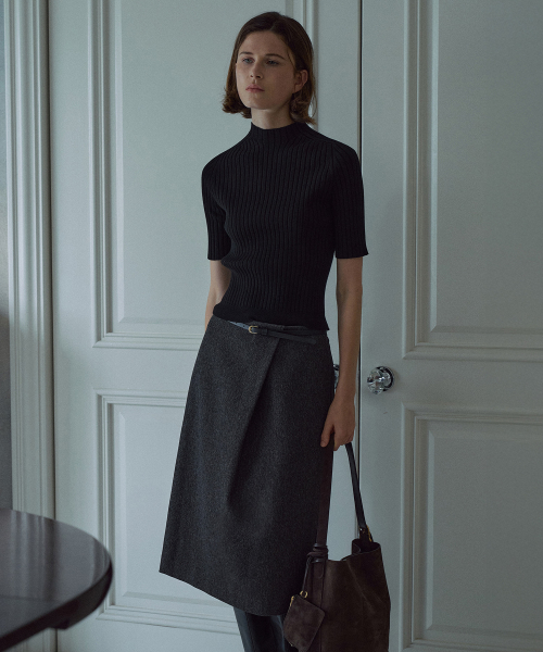 One-tuck Midi Skirt[LMBEAUSK406]-2color