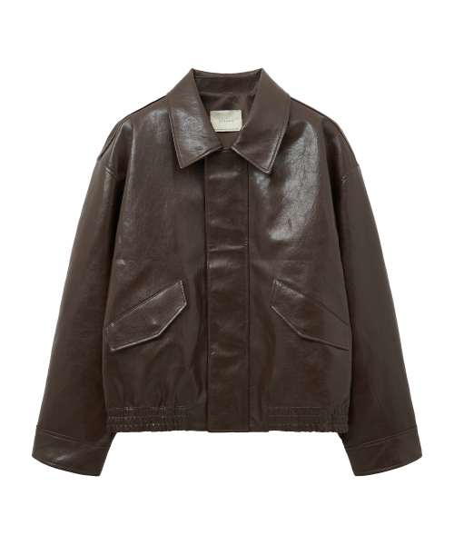 Куртка-бомбер SIOT4154 из экокожи_Khaki brown