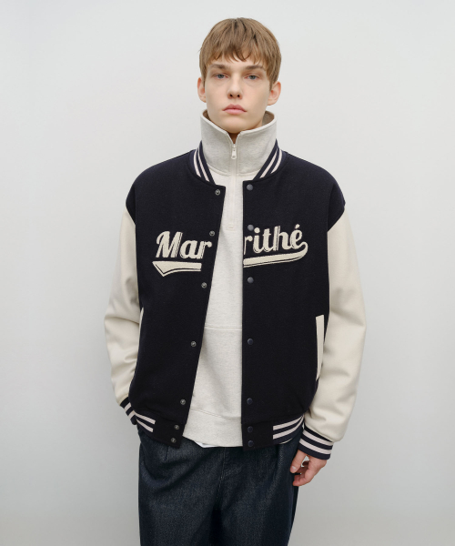 WOOL VARSITY JACKET dark navy