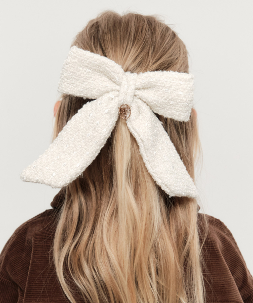 KIDS W TWEED HAIR CLIP cream