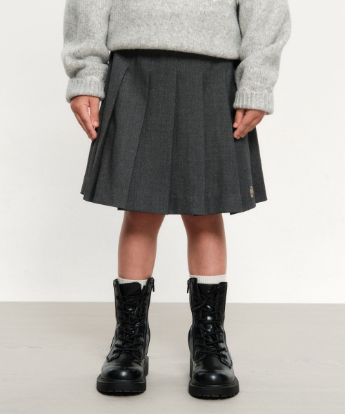 KIDS W PLEATS MIDI SKIRT gray
