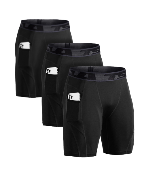 [3PACK] Беговые компрессионные шорты, базовый слой для зала