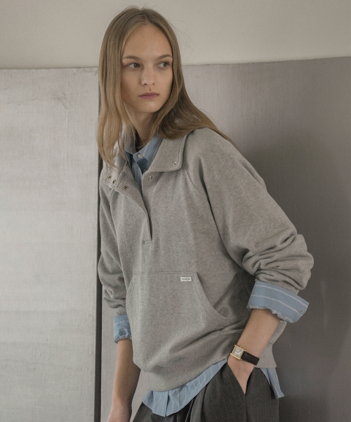 Button high neck raglan MTM [KNFW02TS23]_Melange gray
