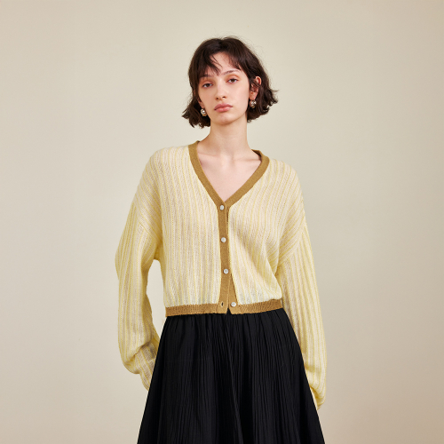 YY_V-neck design loose cardigan