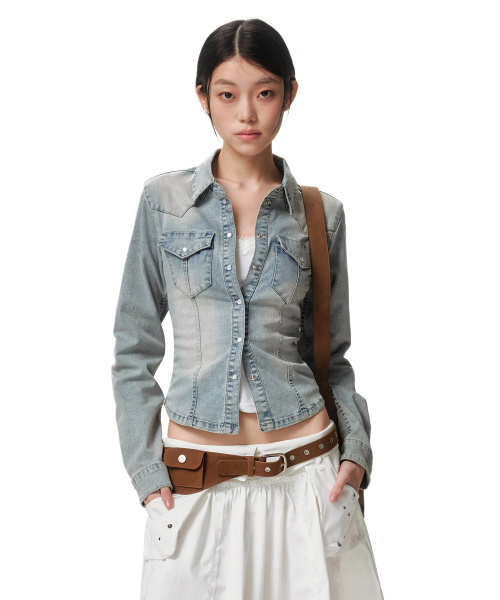 데케트 우먼 Western Slim Denim Shirts DCWSH003LIGHTBLUE