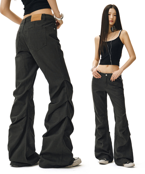 Flared Shirring Pants DCWPT017CHARCOAL