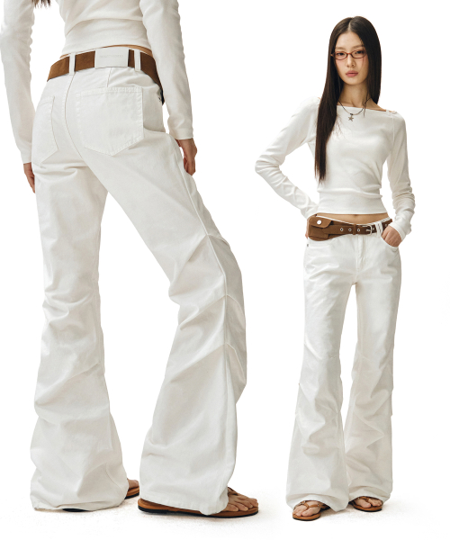 Flared Shirring Pants DCWPT017WHITE