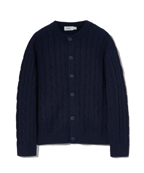 Мягкий кардиган в косичку round-neck Navy COOSCD021NAVY