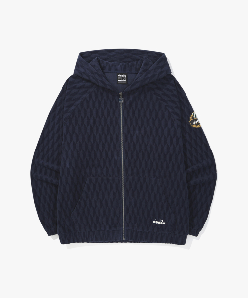 Махровая жаккардовая куртка-худи NAVY