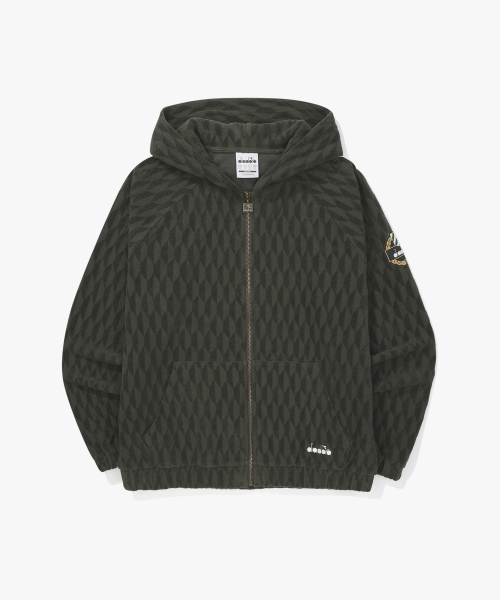Махровое худи на молнии из жаккарда Khaki