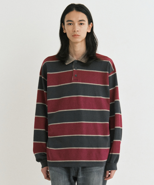 Vtg stripe polo shirt (vtg beige)