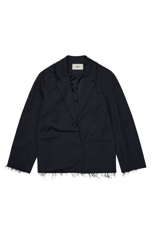 DEINET ROUGH CUT DETAIL BLAZER IN CHARCOAL