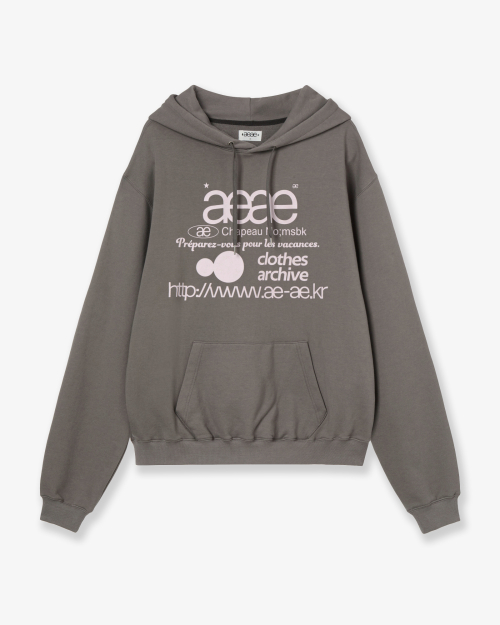 에이이에이이 WEB LOGO LOOSED HOODIE [TAUPE]