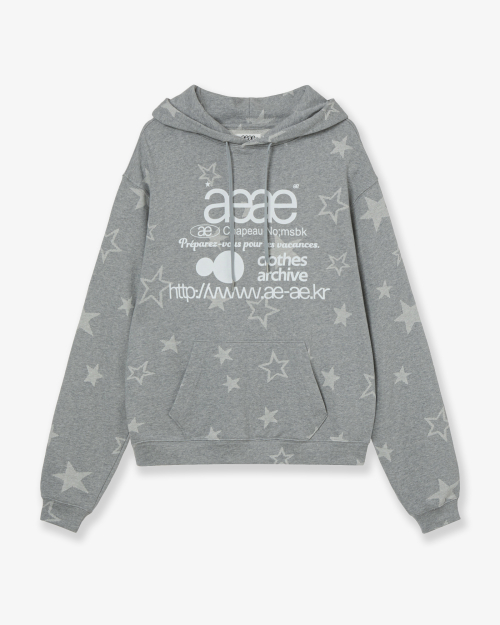 WEB LOGO STAR LOOSED HOODIE [GREY]