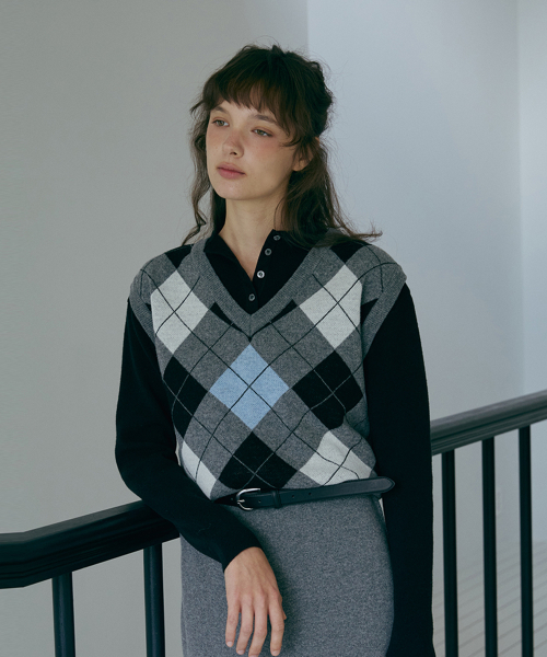Lambswool аргайл-жилет — Grey