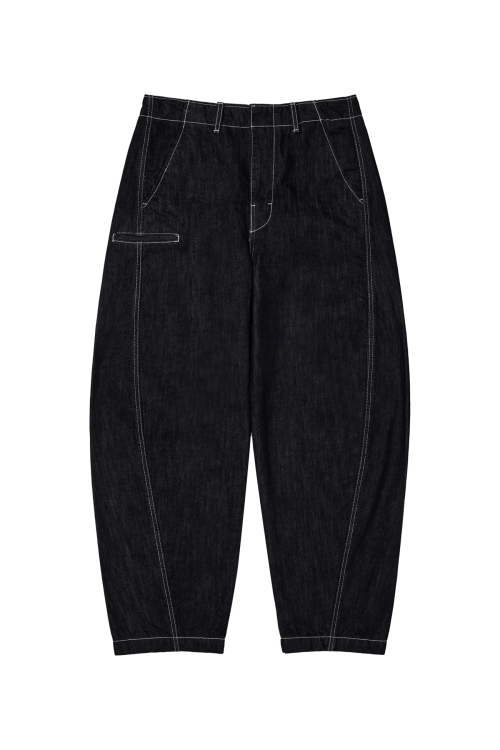 DEINET CURVED DENIM PANTS IN INDIGO