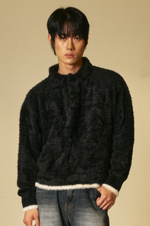 Mohair Washable Kara knit BLACK