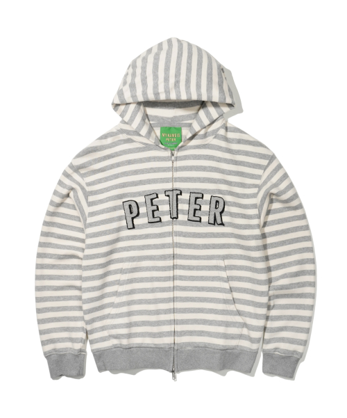 PETER APPLIQUE STRIPE ZIP HOODIE - IVORY
