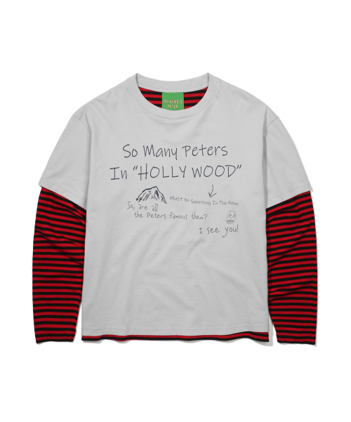 HOLLYWOOD LAYERED LONG SLEEVE T-SHIRT - GRAY